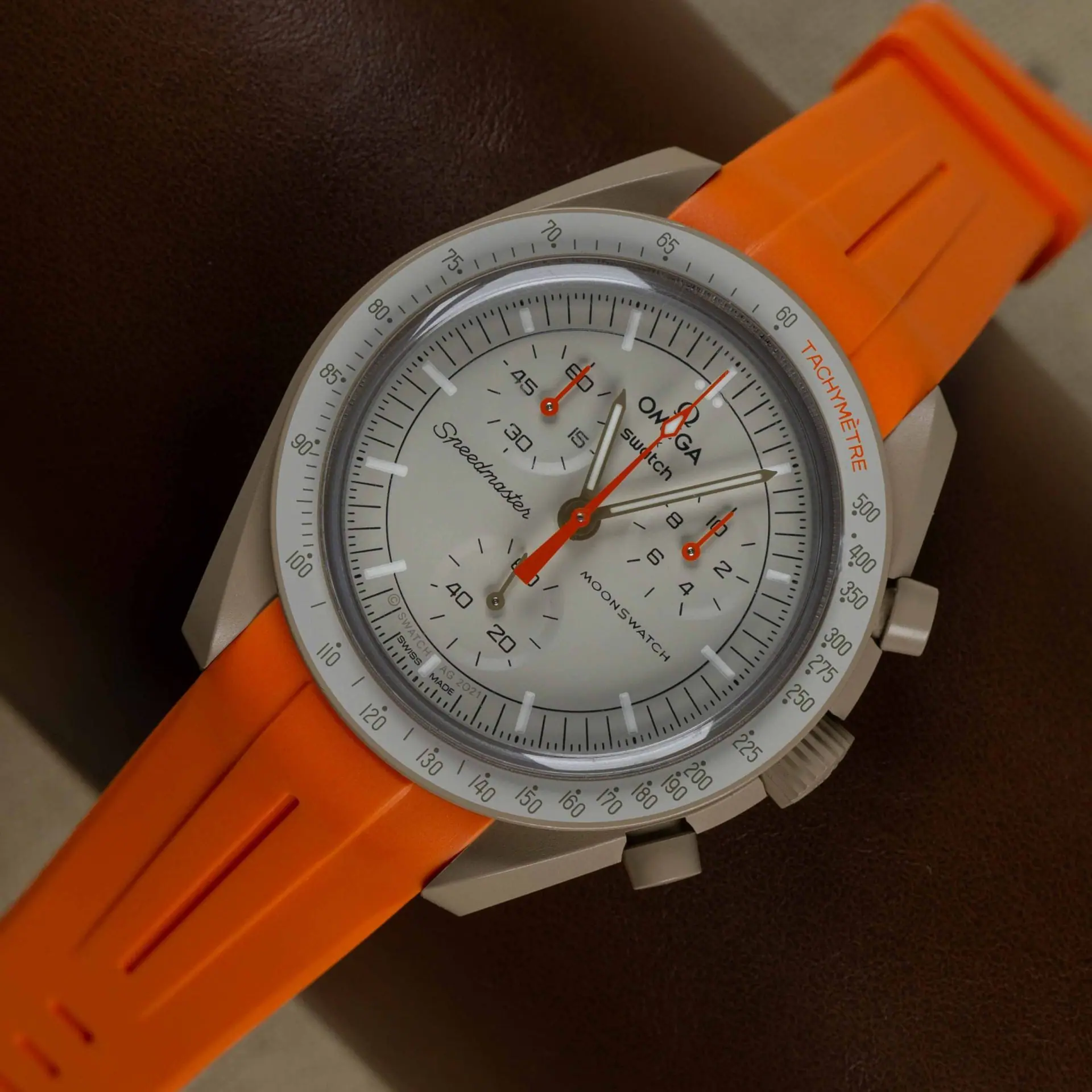 Rubber strap for Omega X Moonswatch - Grand Prix - Orange - Image 10