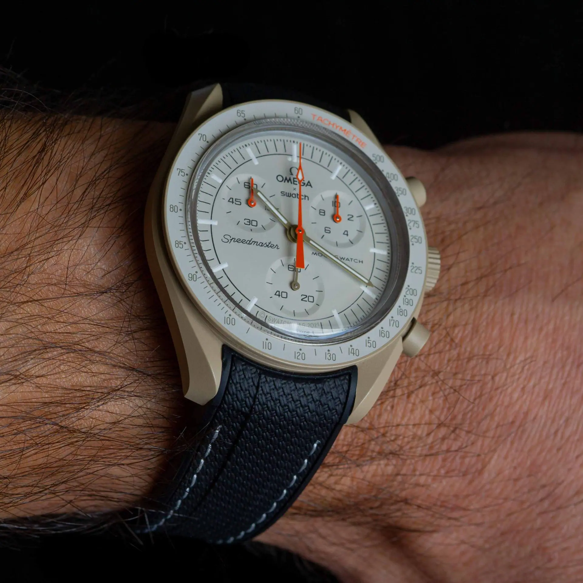 Rubber strap for Omega X Moonswatch - Monaco - Black - Image 5