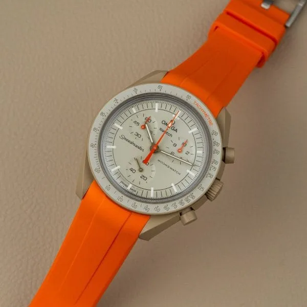 Rubber strap for Omega X Moonswatch - Orange - Image 4