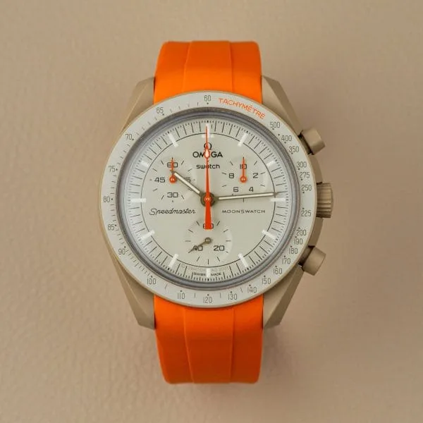 Rubber strap for Omega X Moonswatch - Orange - Image 5