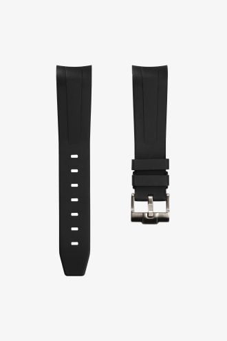 Black FKM rubber strap for swatch x omega moonswatch