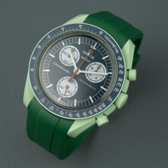 Green curved rubber strap for moonswatch