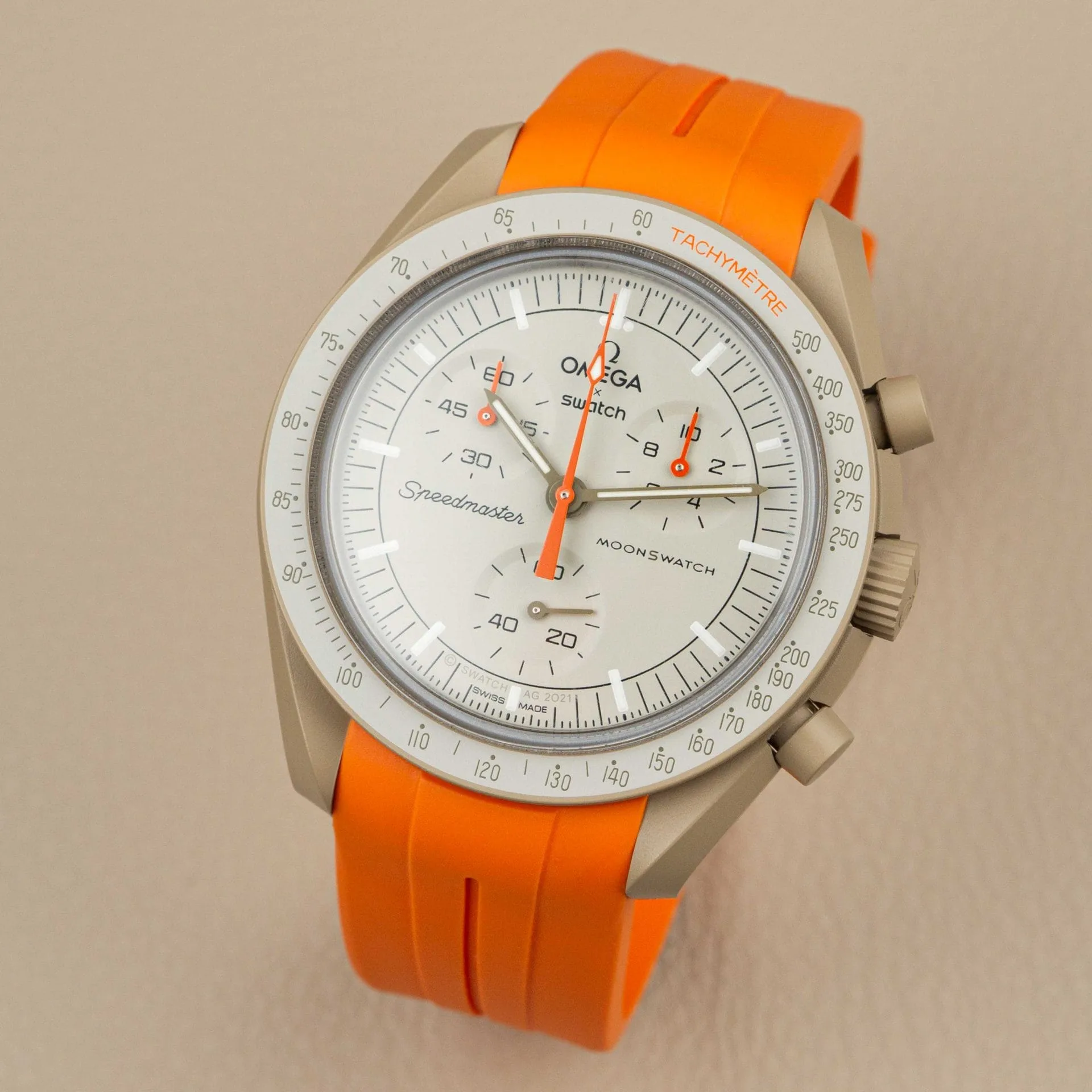 Rubber strap for Omega X Moonswatch - Grand Prix - Orange - Image 2