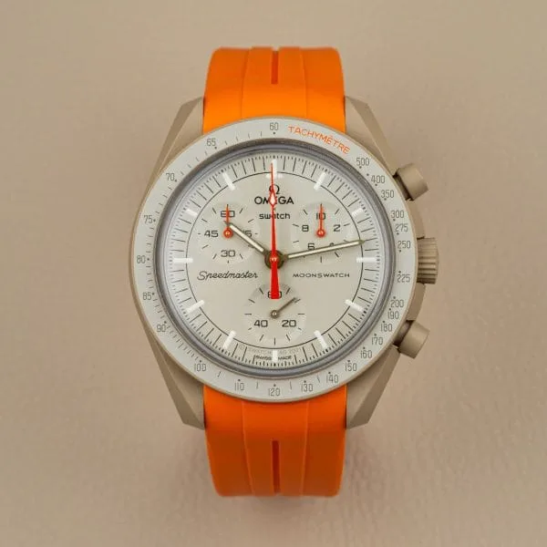 Rubber strap for Omega X Moonswatch - Grand Prix - Orange - Image 5