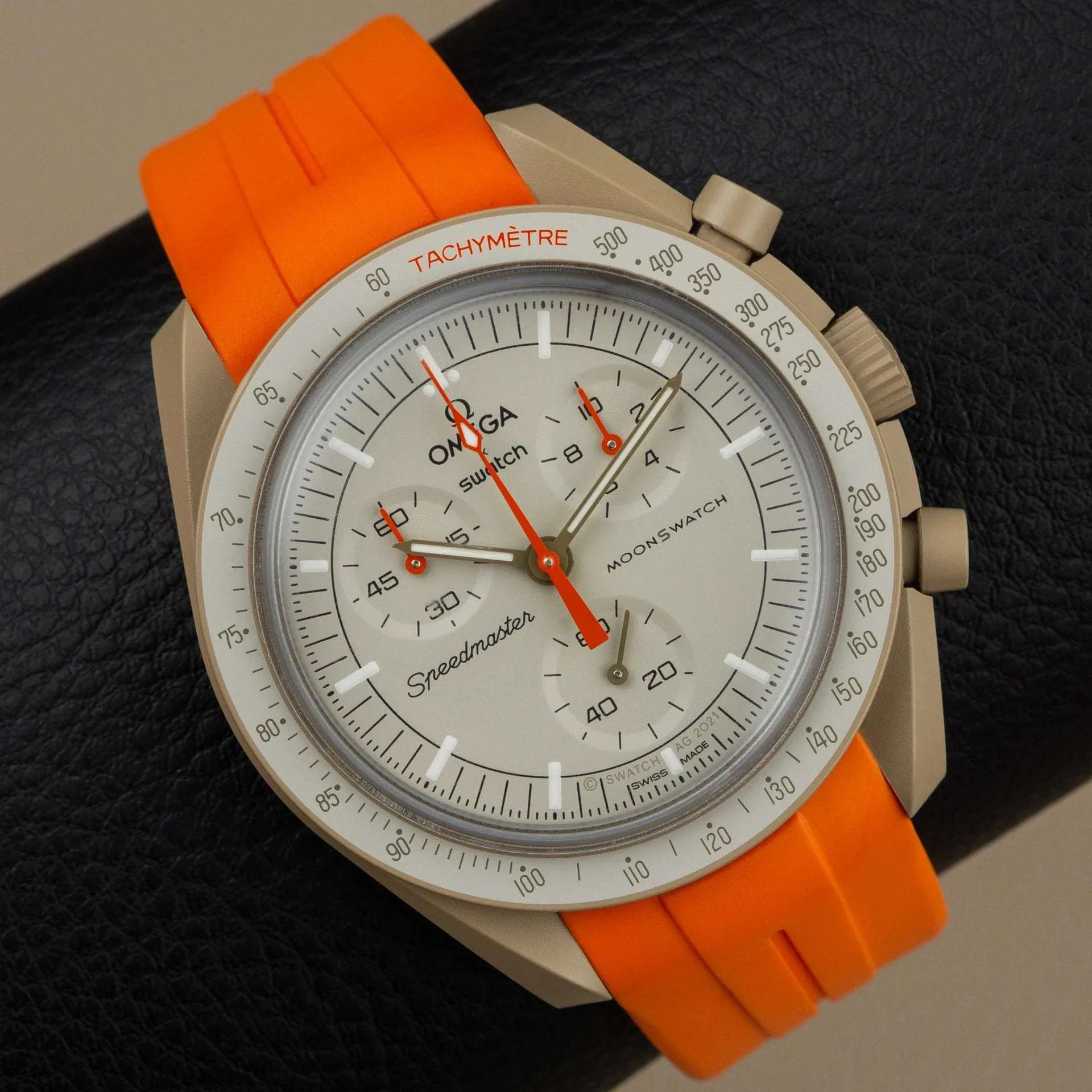 Rubber strap for Omega X Moonswatch - Grand Prix - Orange - Image 7