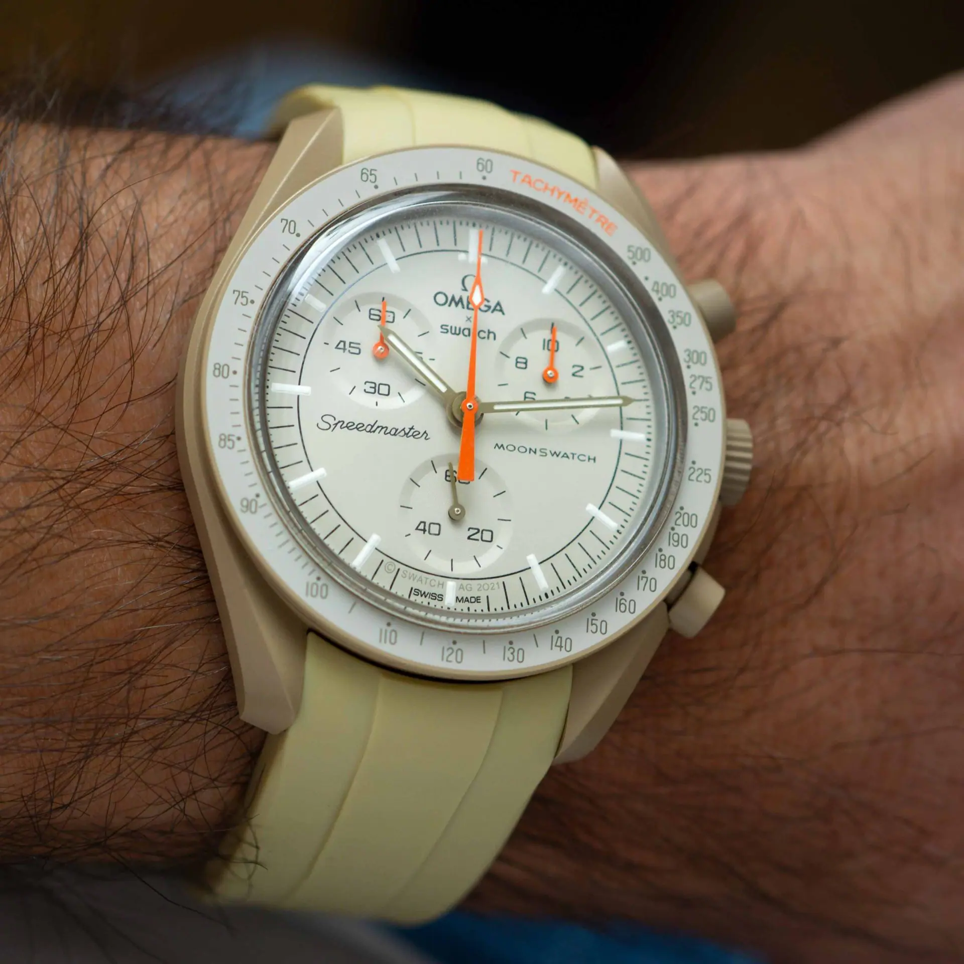 Rubber strap for Omega X Moonswatch - Beige - Image 8