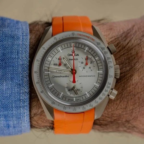 Rubber strap for Omega X Moonswatch - Orange - Image 6