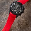 Red Curved Rubber Strap For Moonswatch