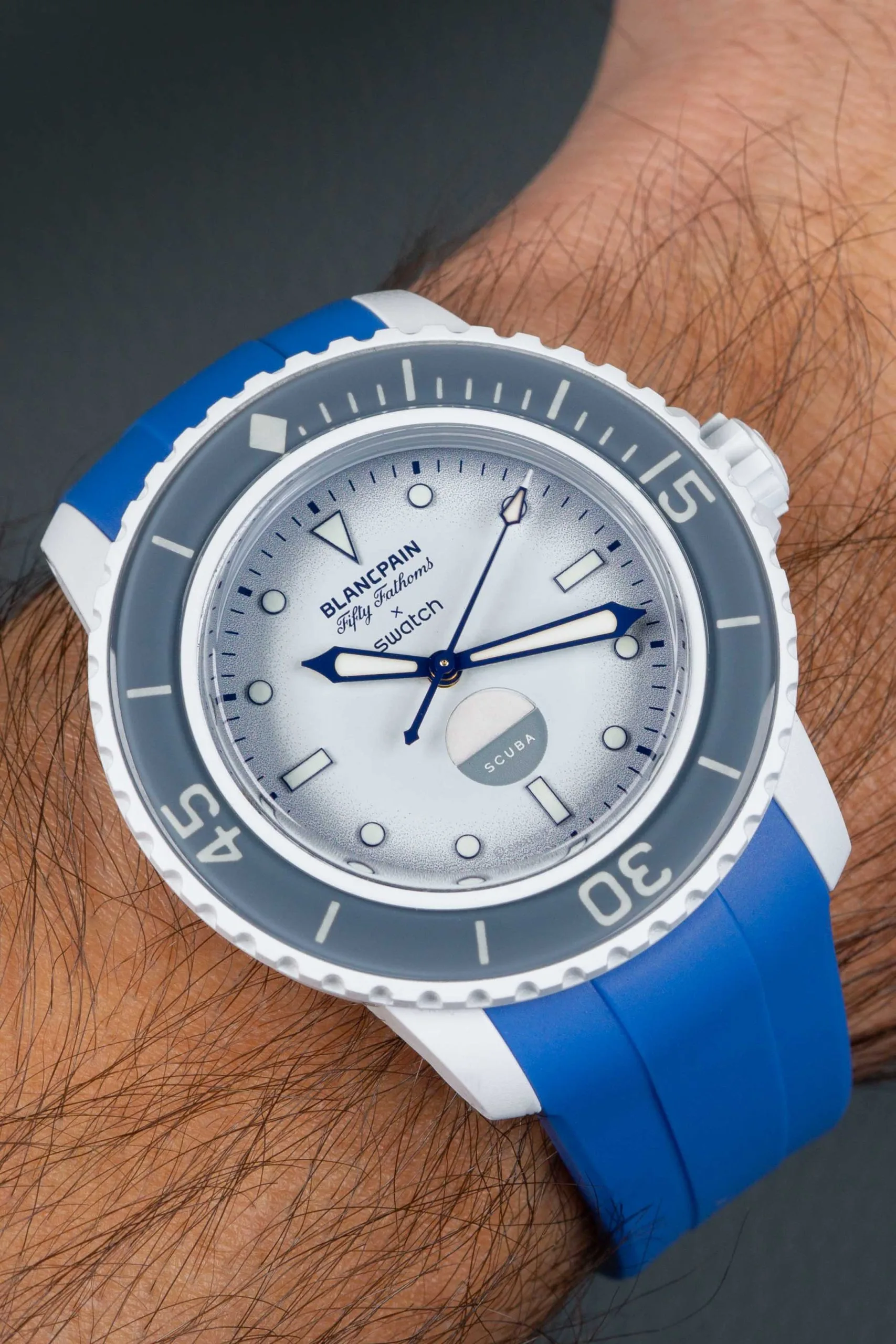 Blue Rubber Strap for Blancpain Fifty Fathoms X Swatch Collaboration.