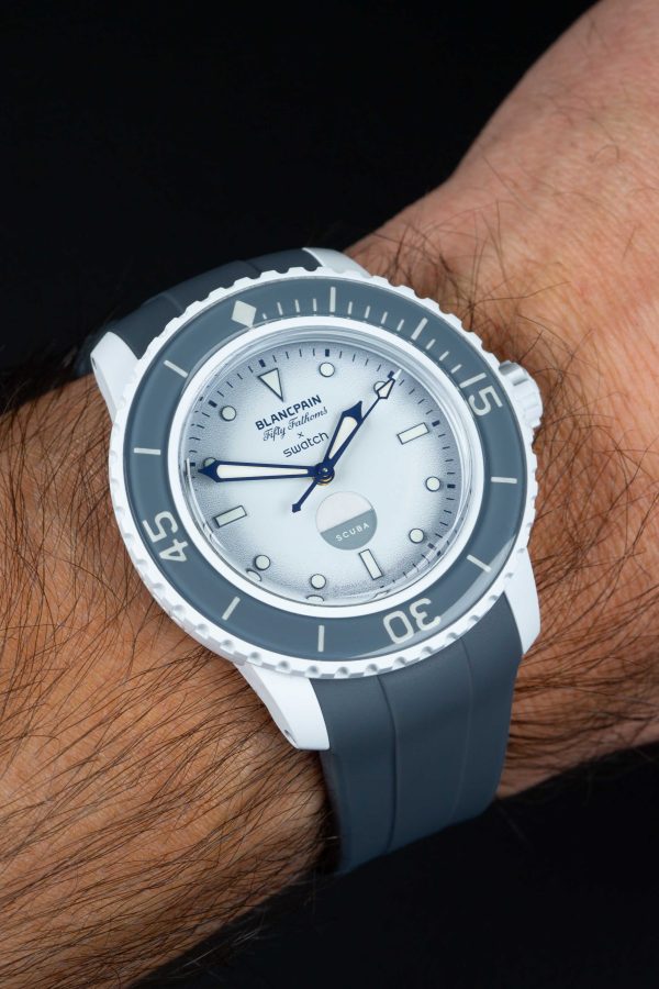 Grey Rubber Strap for Blancpain Fifty Fathoms X Swatch Collaboration.