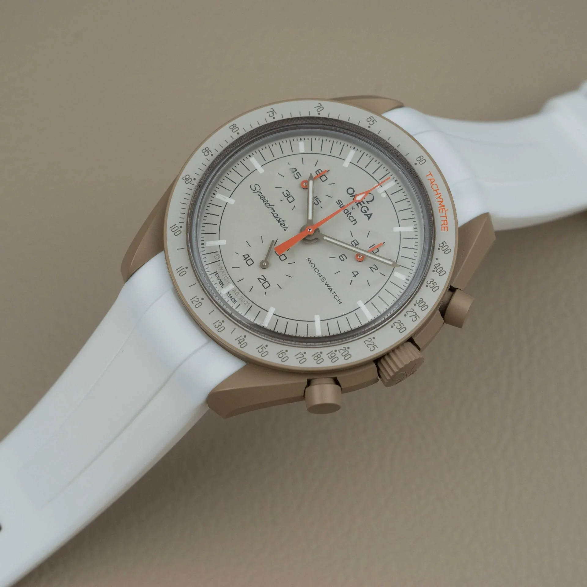 Rubber strap for Omega X Moonswatch - White - Image 7