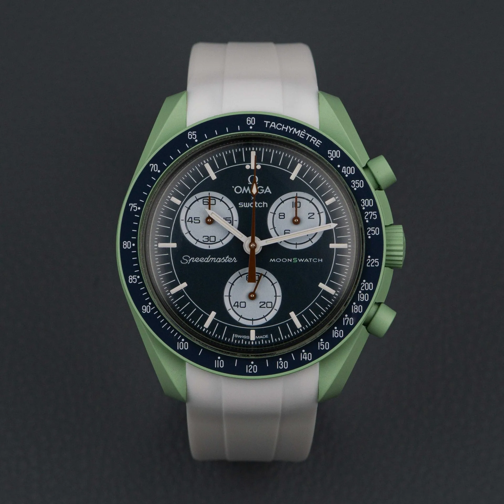 White curved rubber strap for moonswatch