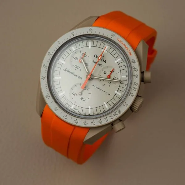 Rubber strap for Omega X Moonswatch - Orange - Image 2