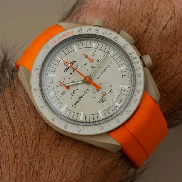 Rubber strap for Omega X Moonswatch - Orange - Image 3