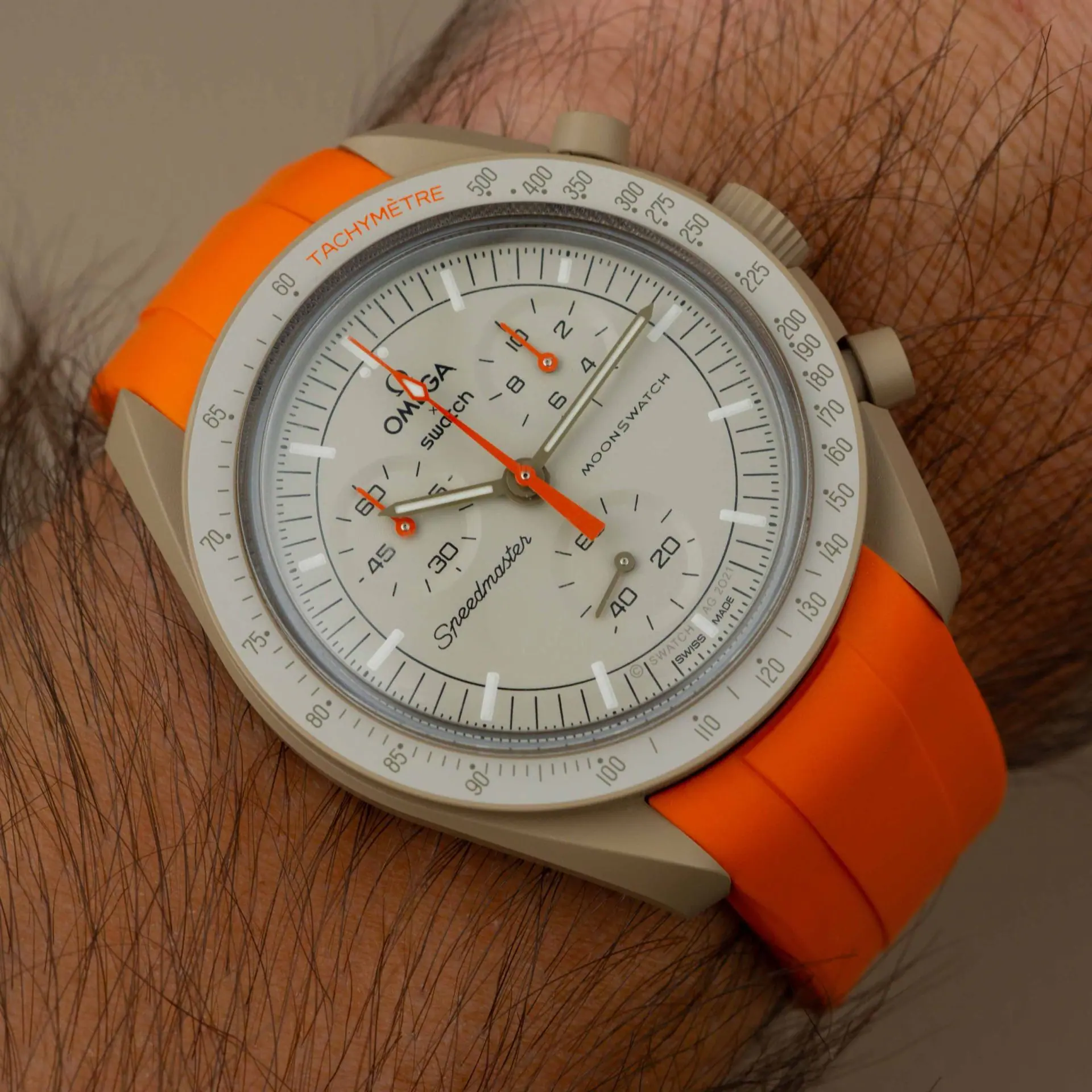 Rubber strap for Omega X Moonswatch - Orange - Image 3