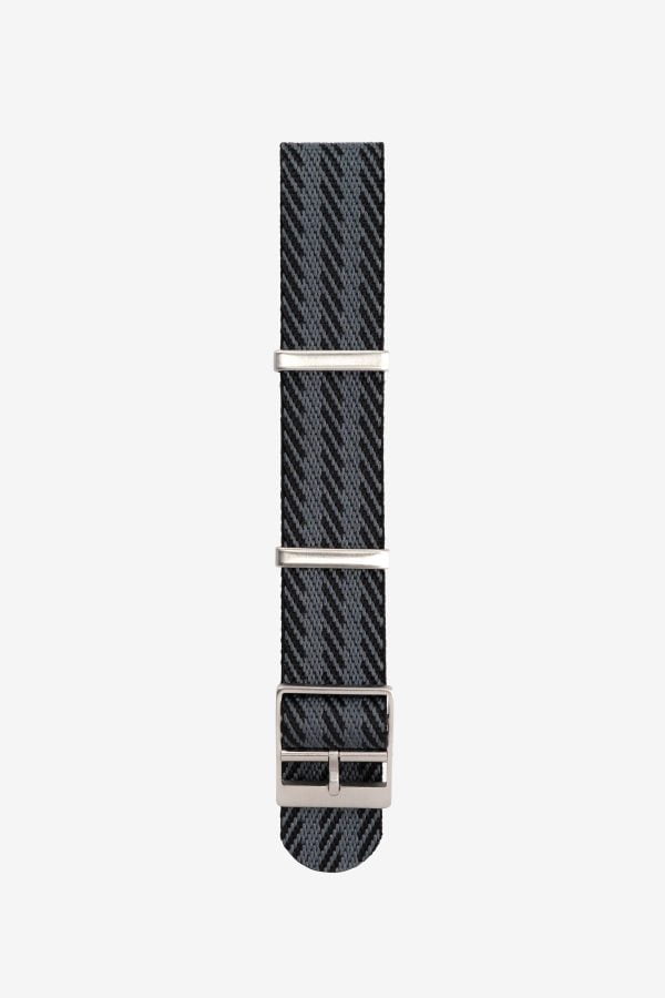 Black nato strap with grey stripes