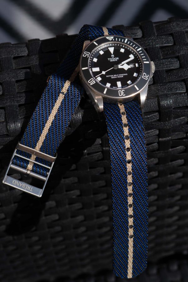 Navy Blue Striped Nato Strap