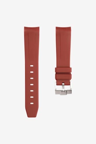 Burgundy rubber strap for swatch x omega moonswatch