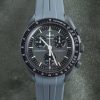 Grey Grand Prix Curved Rubber Strap On Moonswatch Mission To Mercury