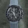 Grey Grand Prix Curved Rubber Strap On Moonswatch Mission To Mercury