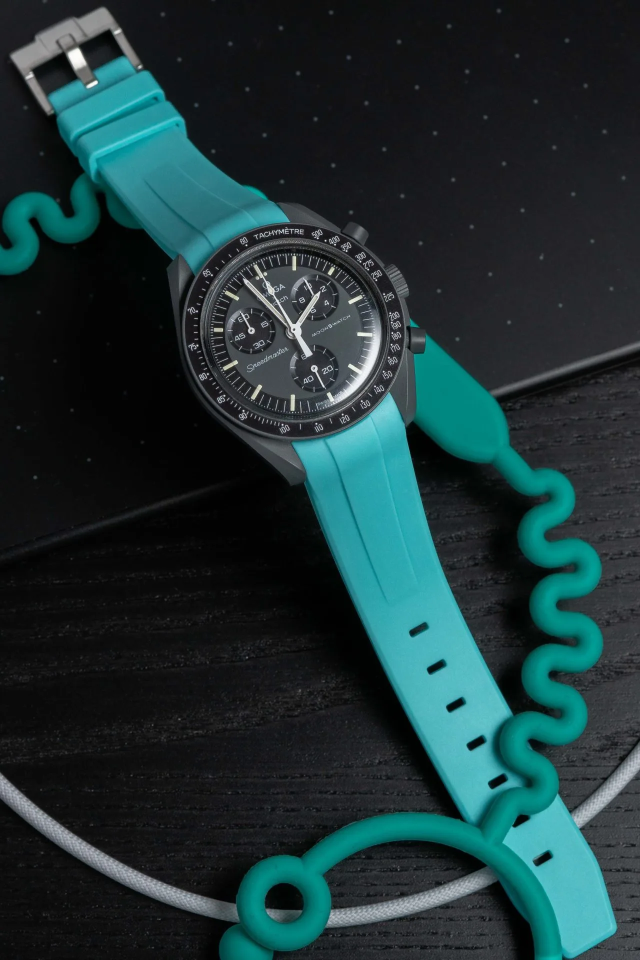 Rubber strap for Omega X Moonswatch - Aqua - Image 3