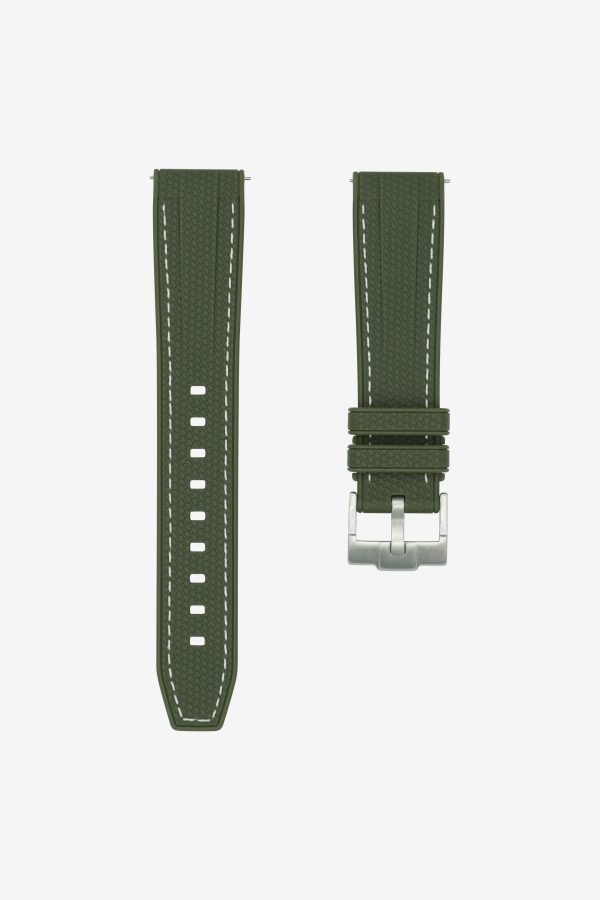 Straight End Rubber Watch Strap - Army Green