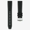 Black Straight End Rubber Watch Strap - Contrast Stitching.