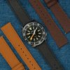 Black Leather watch strap with stitches - Epsom Texture