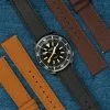Black Leather watch strap with stitches - Epsom Texture
