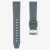 Grey Textured Rubber Watch Strap - With Contrasting Stitches.