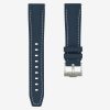 Navy Blue Rubber Watch Strap - Contrast Stitchning - Texture.