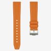 Orange Straight End Rubber Watch Strap - White Stitching.