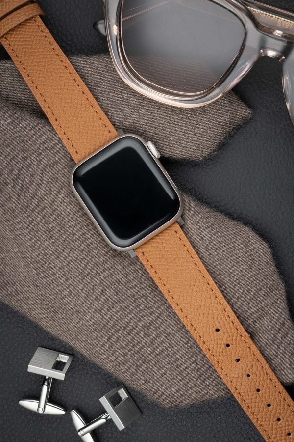 apple watch band - light brown - leather strap - watch strap - epsom leather