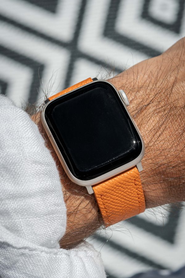 apple watch band - orange - leather strap - watch strap - epsom leather